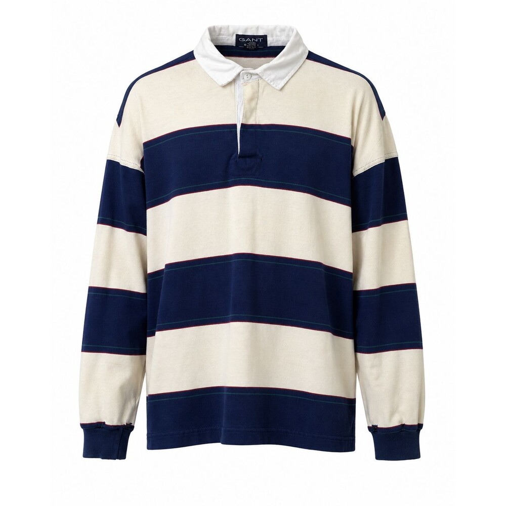 Vtg 80s 90s Gant Rugger Striped Rugby Shirt Mens XL Navy Teal Burgundy USA Polo